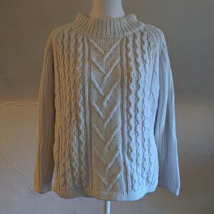 vintage one step up chunky cable knit white staple sweater (small)